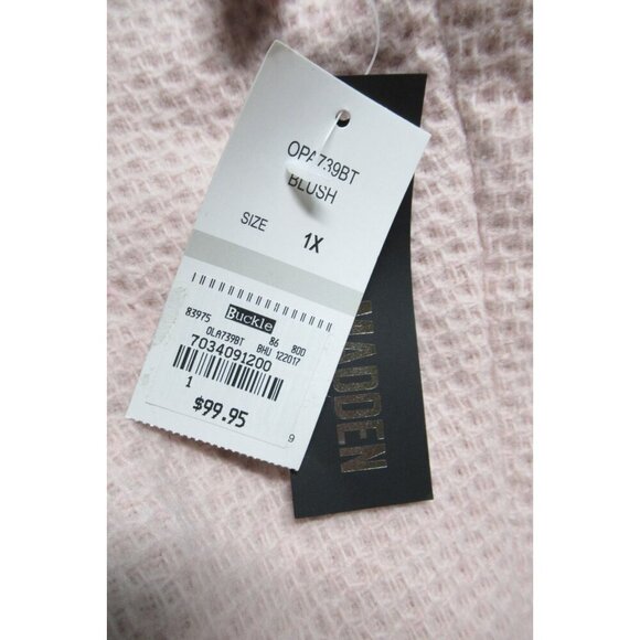 Steve Madden Wool Blend Waffle Knit Belted Peacoat Size 1X Light Blush Pink NEW - Picture 7 of 10